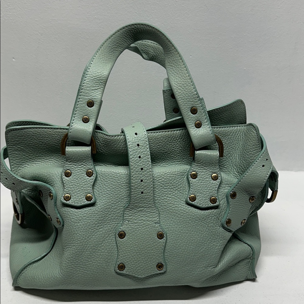Mulberry Roxanne Satchel Bag Purse Studded Leather Limited Edition Green Gold - Picture 6 of 17